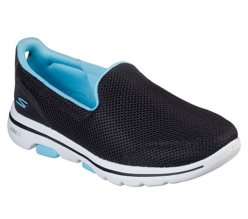Skechers Dam Svarta/Turkos Slip On - Gowalk 5 - Fantasy - Sverige (YSEOG-6284)